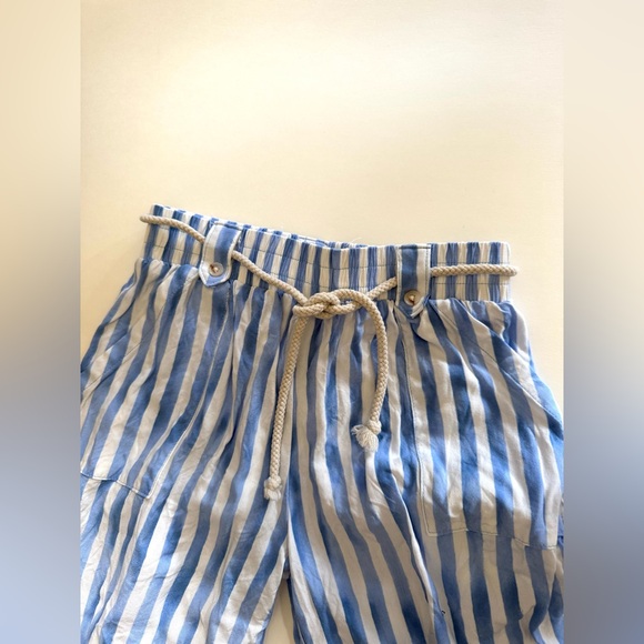 btween Girls Light Blue and White Striped Wide Leg Pants - Picture 4 of 7